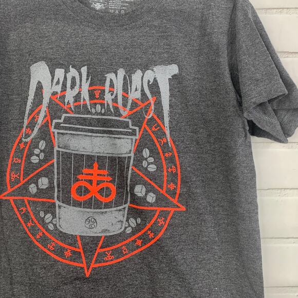 Tee Villain tshirt Dark Roast coffee goth pentagram humor gray small unisex - Picture 1 of 5